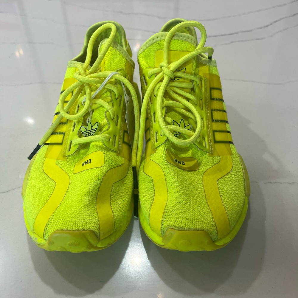 Excellent condition. Boys size 4 bright greenish/yellow Adidas shoes